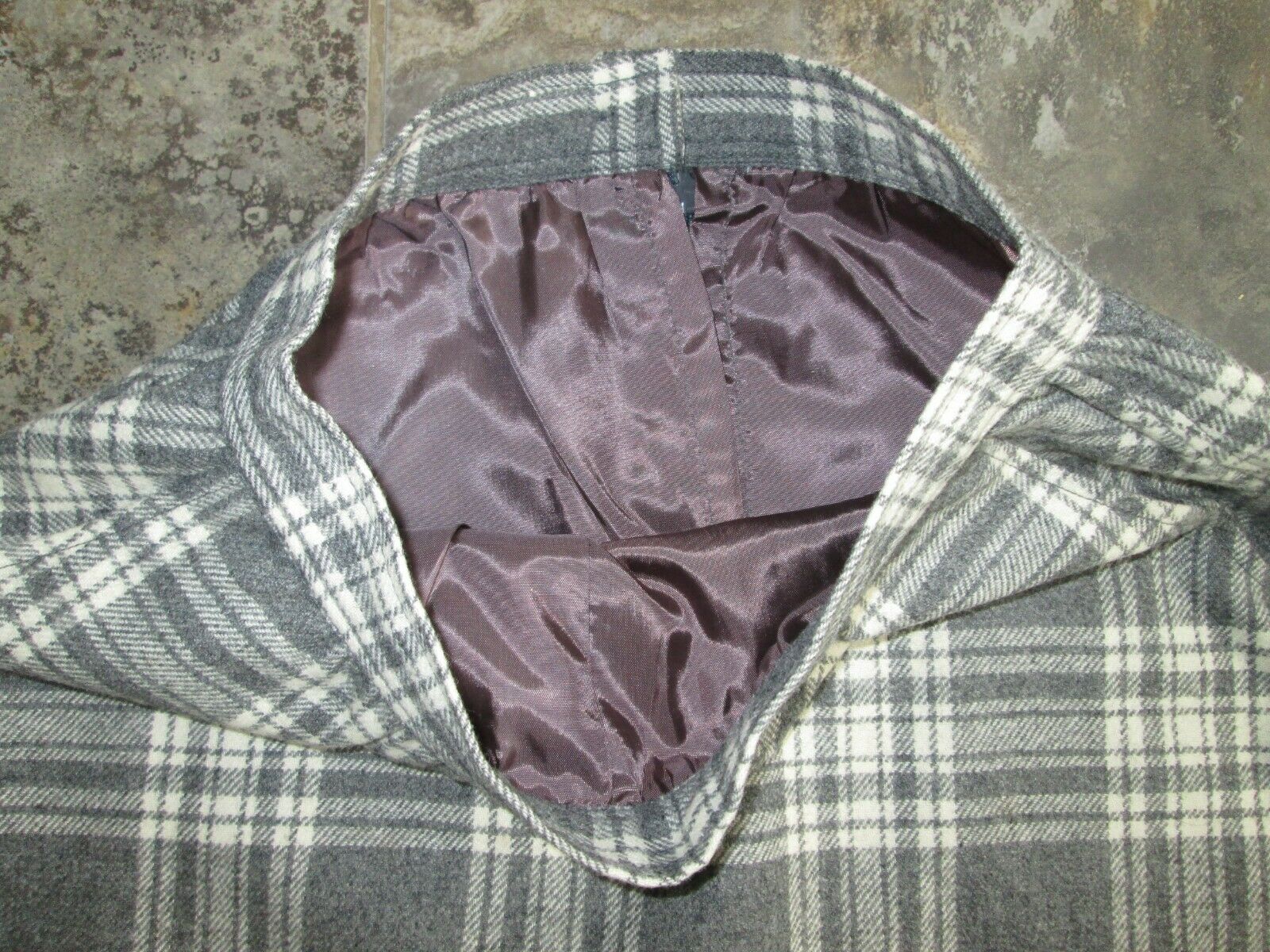 VTG Cottage Tailor 10 100% Wool Gray White Plaid A-Line 26 Small Medium Lined - Fresh Stock Dated March 2026