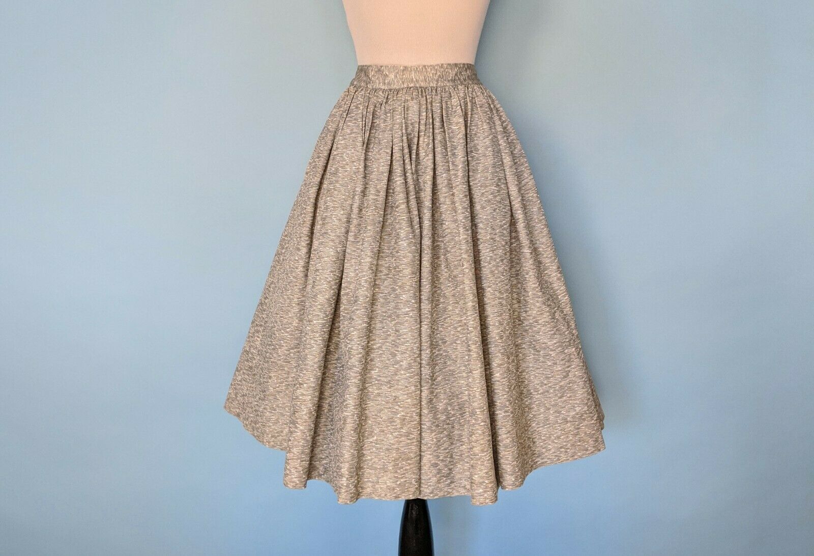 Vintage 1950s Classic Swing Skirt, 50s Metallic Gold and Gray Flowy Skirt - Fresh Stock Dated February 2026