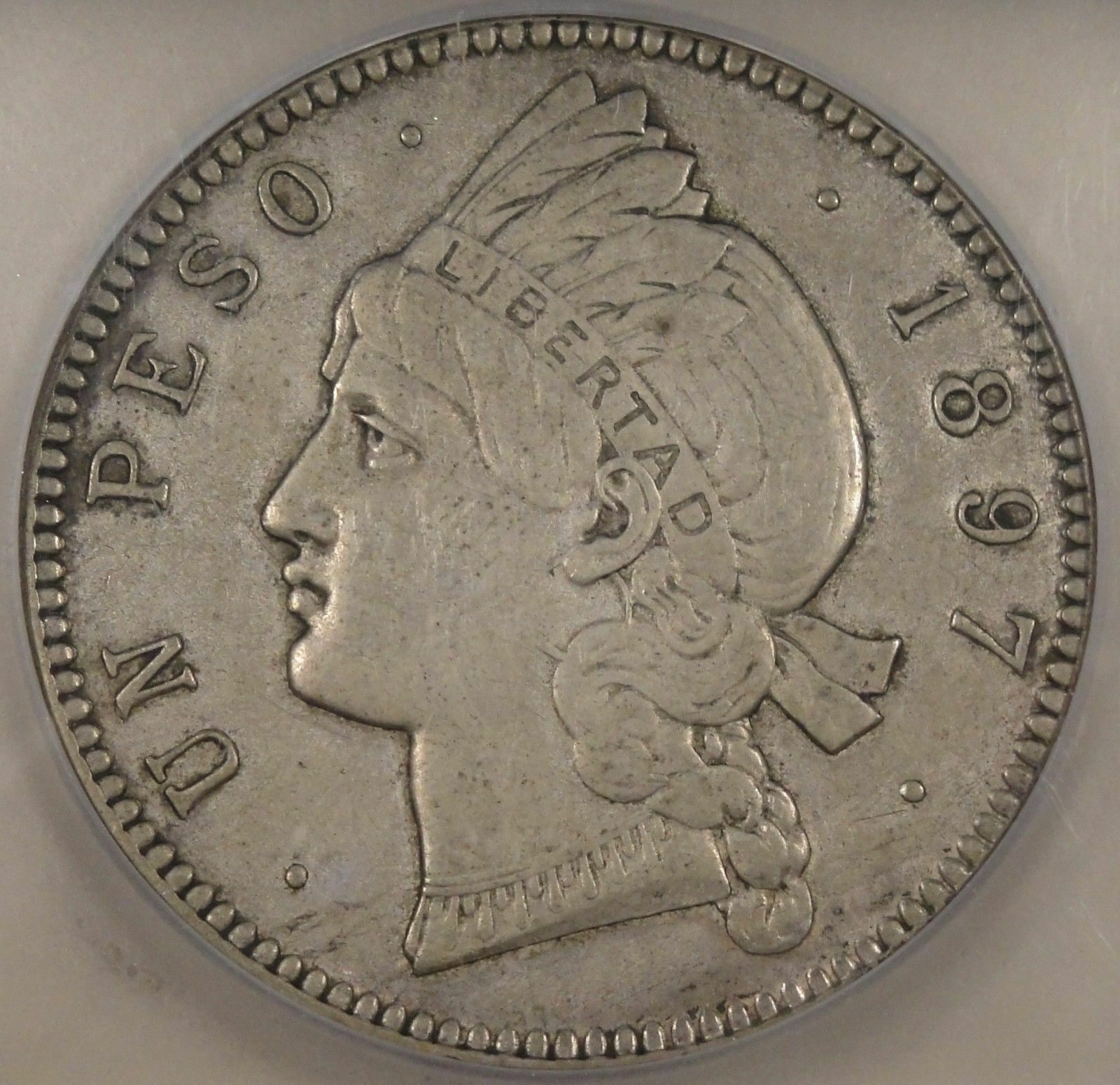 1 Peso Silver Dominican Republic 1897-A ICG XF-45 KM# 16 - Fresh Stock Dated December 2025