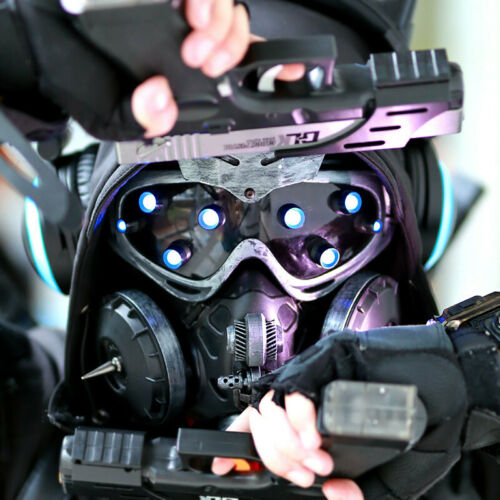 Hot Cyberpunk Mechanical Goggles LED Light Cosplay Halloween Party Bar Prop - Fresh Stock Dated December 2025