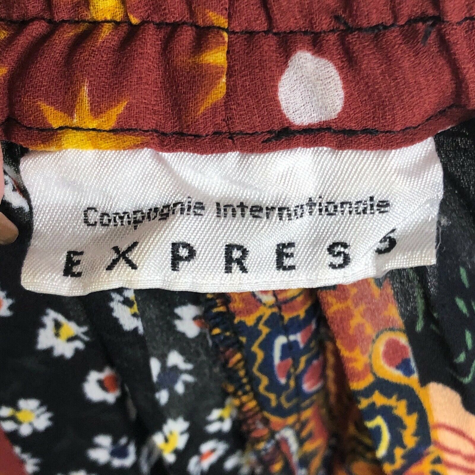 Vtg Express Skirt 90s Boho Patchwork Style Semi-Sheer Multicolor Elastic Waist L - Fresh Stock Dated December 2025