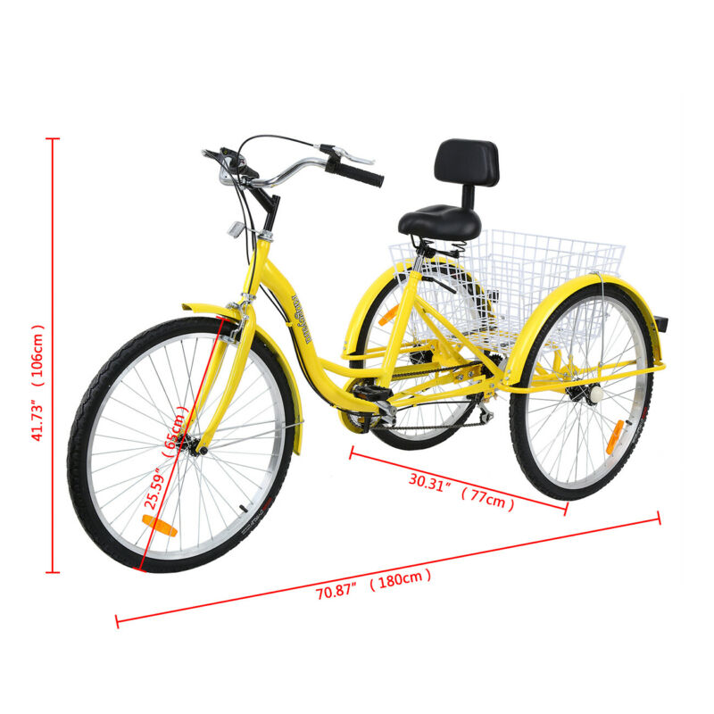 26“ 7 Speed Unisex Adult 3-Wheel Tricycle Trike Bicycle Bike Cruise For Shopping - Fresh Stock Dated February 2026