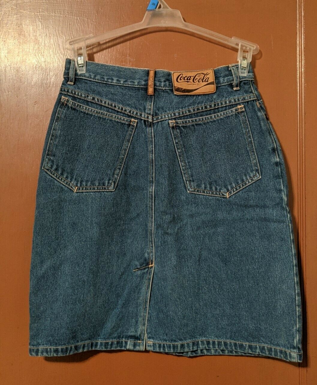 VINTAGE COCA COLA DENIM SKIRT-SIZE 8 100% COTTON W/ BACK SLIT-5 POCKET - Fresh Stock Dated December 2025