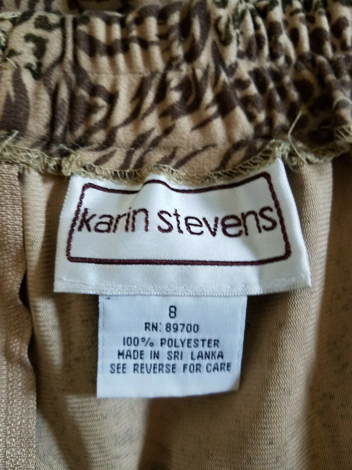 Vintage Karin Stevens Skirt 8 Animal Print Browns Straight Slit Midi Felt - Fresh Stock Dated February 2026