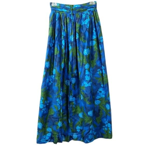Vintage 70s Homemade Floral Maxi Skirt Metal Zip Color Blue/Green, Size M - Fresh Stock Dated February 2026