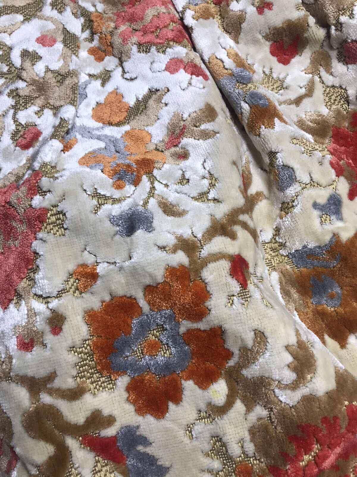 Vintage 1960s Rare Cut Velvet Tapestry High Waist Skirt XS 24” Orange Floral - Fresh Stock Dated March 2026