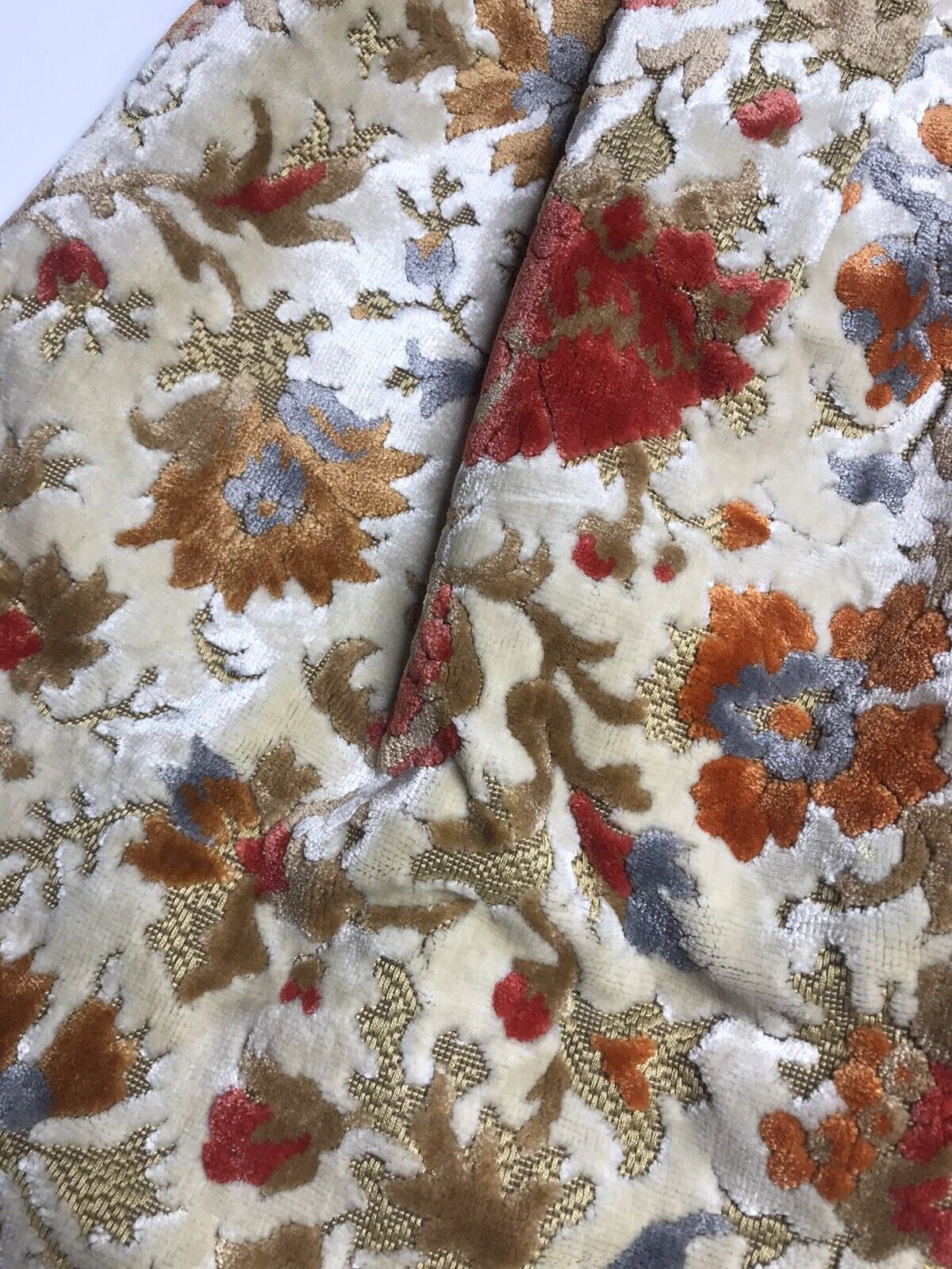 Vintage 1960s Rare Cut Velvet Tapestry High Waist Skirt XS 24” Orange Floral - Fresh Stock Dated March 2026