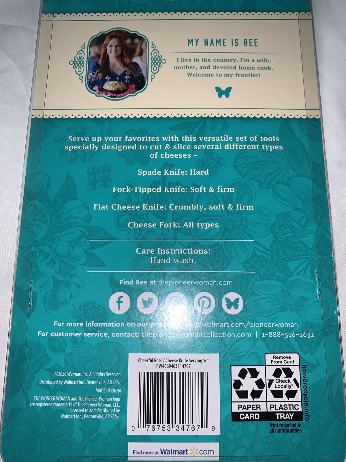 The Pioneer Woman Cheerful Rose 4-Piece Cheese Knife Serving Set Free Shipping ! - Fresh Stock Dated January 2026