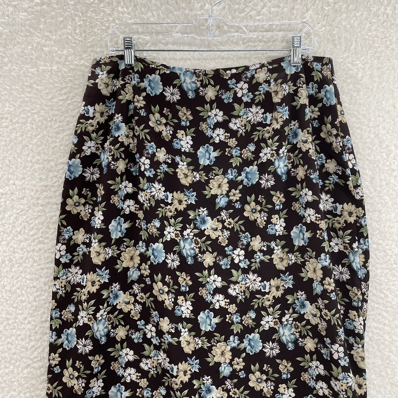 90s Vintage Maggie Lawrence Brown Floral Back Slit Midi Skirt Womens 14 16 33 34 - Fresh Stock Dated March 2026