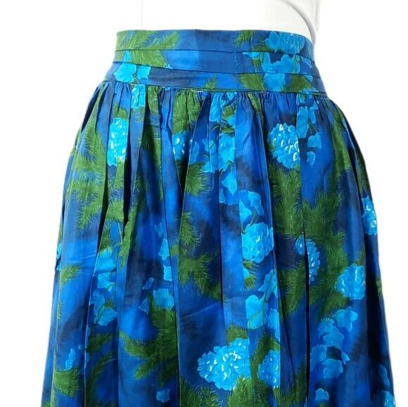 Vintage 70s Homemade Floral Maxi Skirt Metal Zip Color Blue/Green, Size M - Fresh Stock Dated February 2026