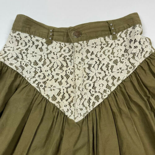 Switch USA Vintage 80's Olive Green Midi Lace Skirt Size 3/4 - Fresh Stock Dated February 2026