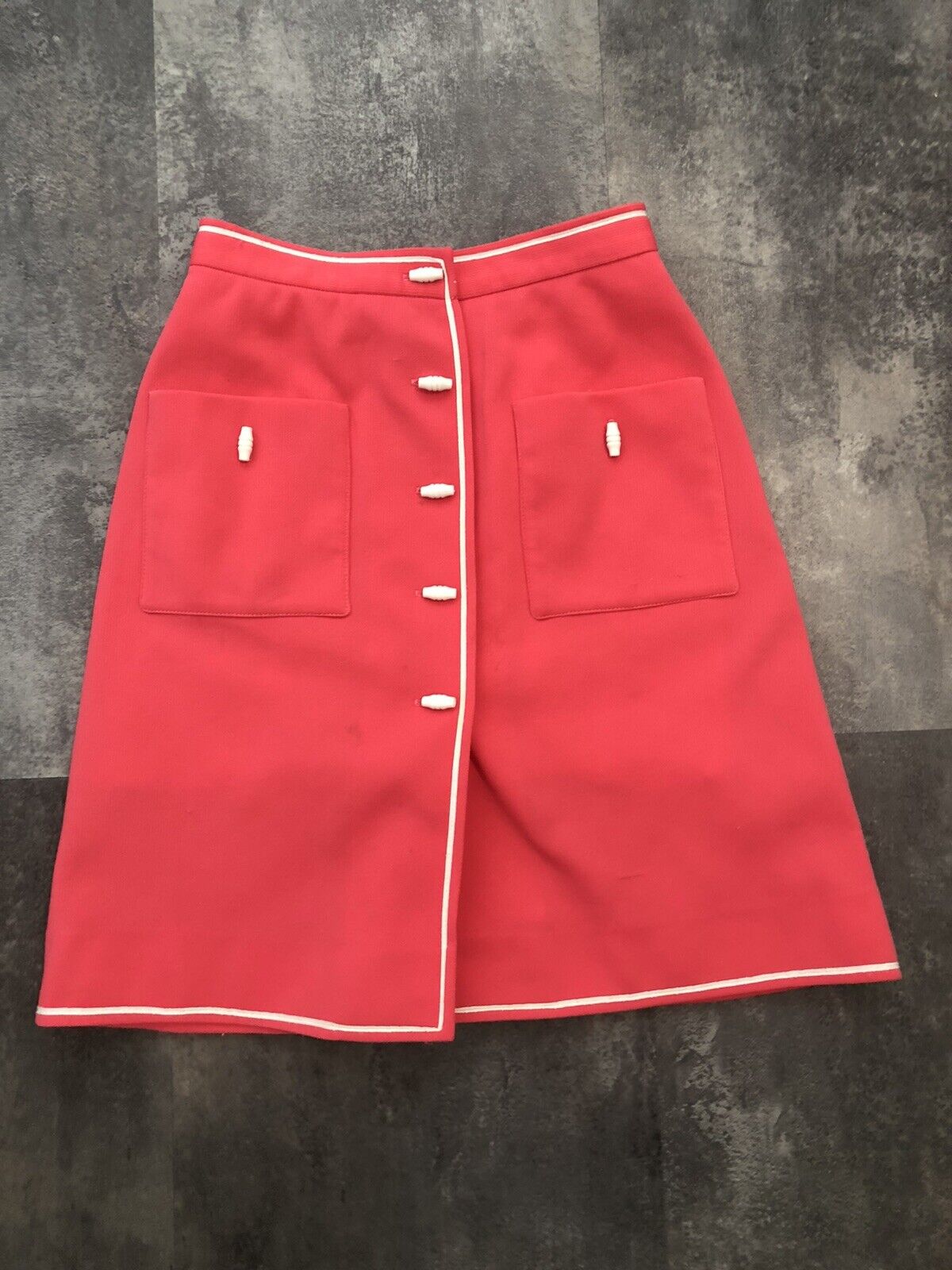 Vintage Hadley Salmon Mini Polyester Skirt Button Front Sz S M - Fresh Stock Dated March 2026