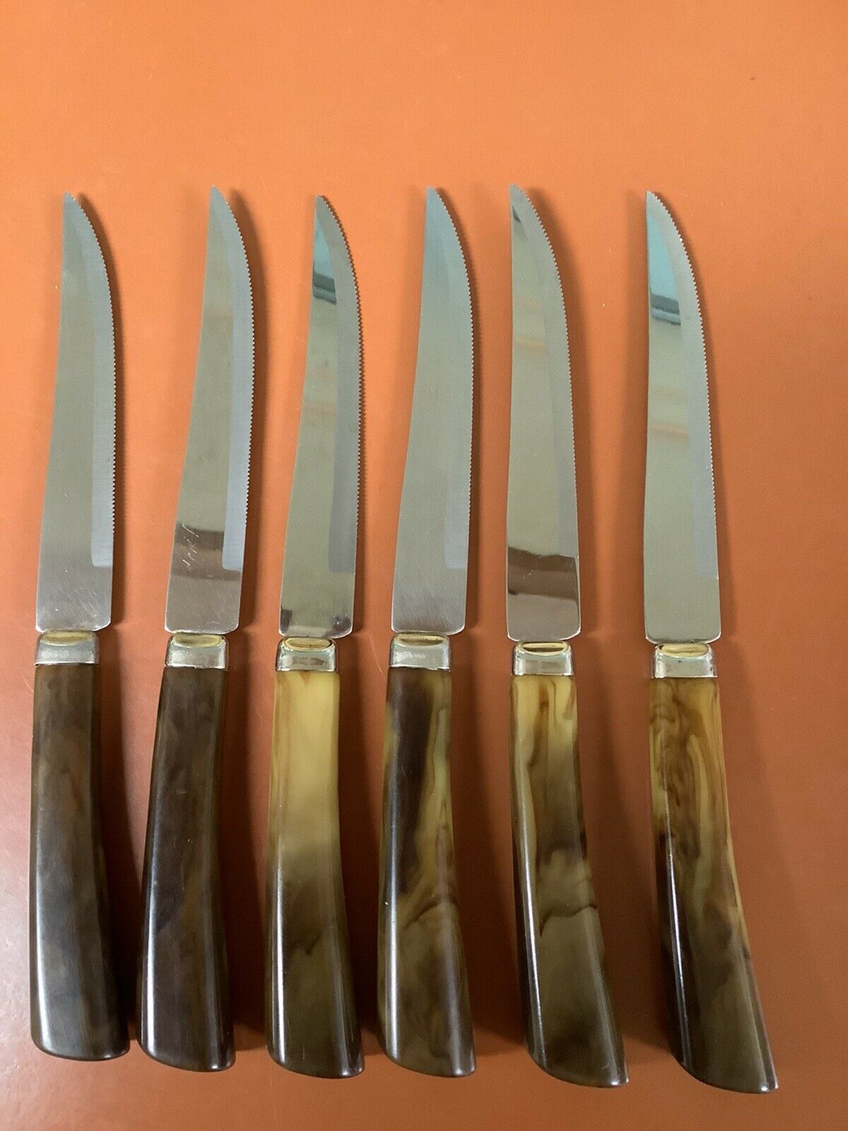 Midcentury Steak Knives: Boxed Set 6, W Richardson Sheffield Bakelite Stainless - Fresh Stock Dated December 2025