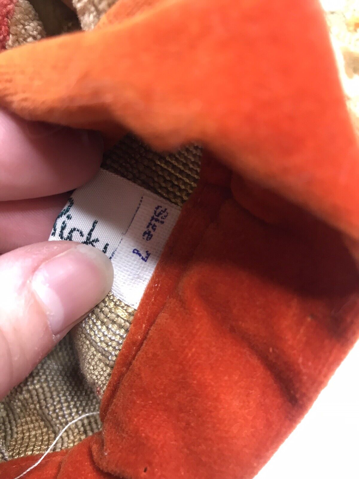 Vintage 1960s Rare Cut Velvet Tapestry High Waist Skirt XS 24” Orange Floral - Fresh Stock Dated March 2026