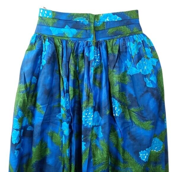 Vintage 70s Homemade Floral Maxi Skirt Metal Zip Color Blue/Green, Size M - Fresh Stock Dated February 2026