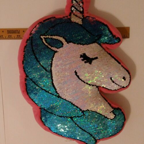 Unicorn For Girls Reversible Flip Sequin Designer Multicolor Plush Pillow - Fresh Stock Dated December 2025