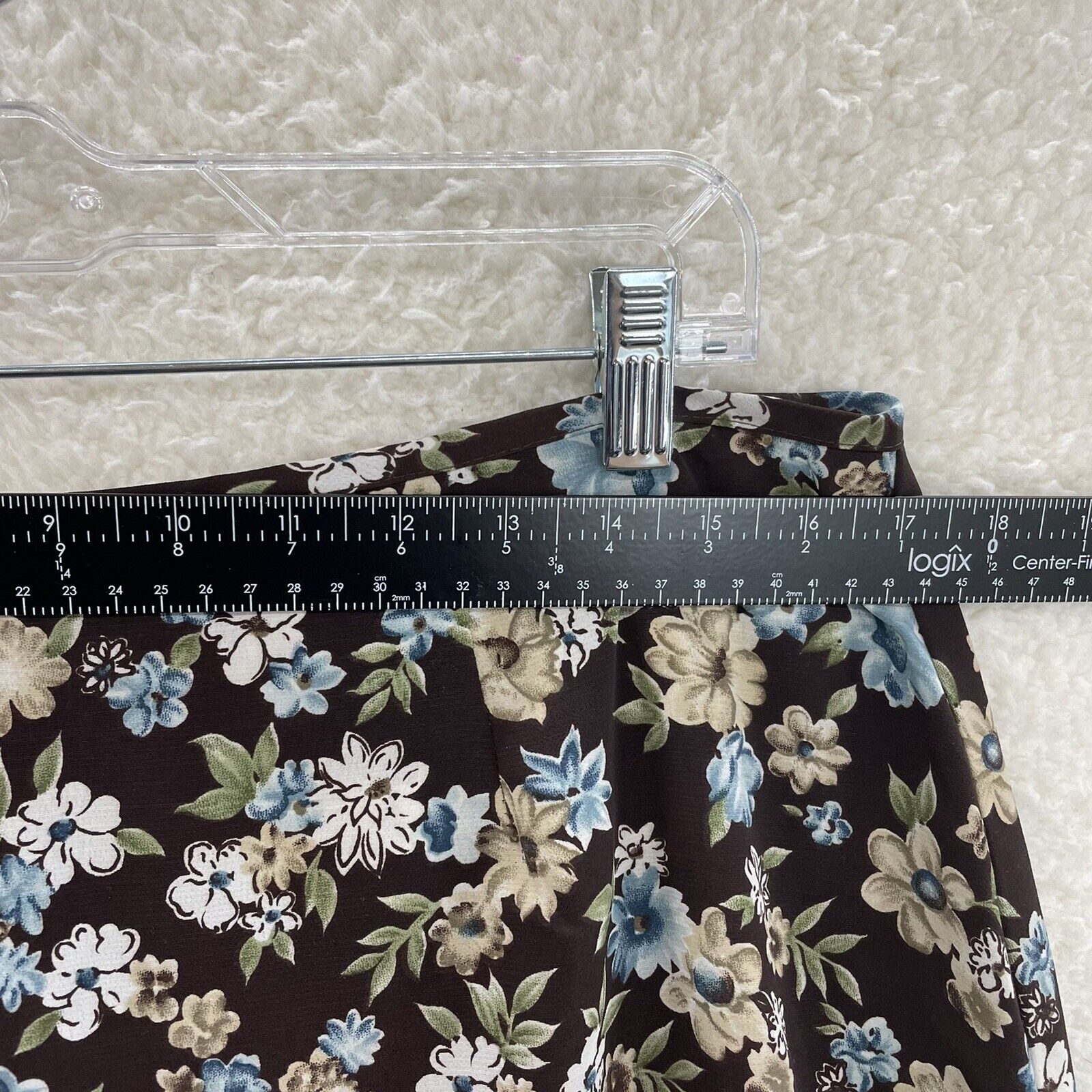 90s Vintage Maggie Lawrence Brown Floral Back Slit Midi Skirt Womens 14 16 33 34 - Fresh Stock Dated March 2026