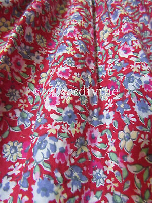 Fun Red Floral Vtg Laura Ashley Tiered Prairie Skirt, Cotton, Elastic Waist - Fresh Stock Dated February 2026