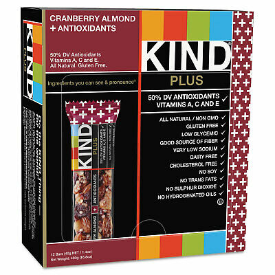 KIND Plus Nutrition Boost Bar Cranberry Almond and Antioxidants 1.4 oz 12/Box - Fresh Stock Dated December 2025