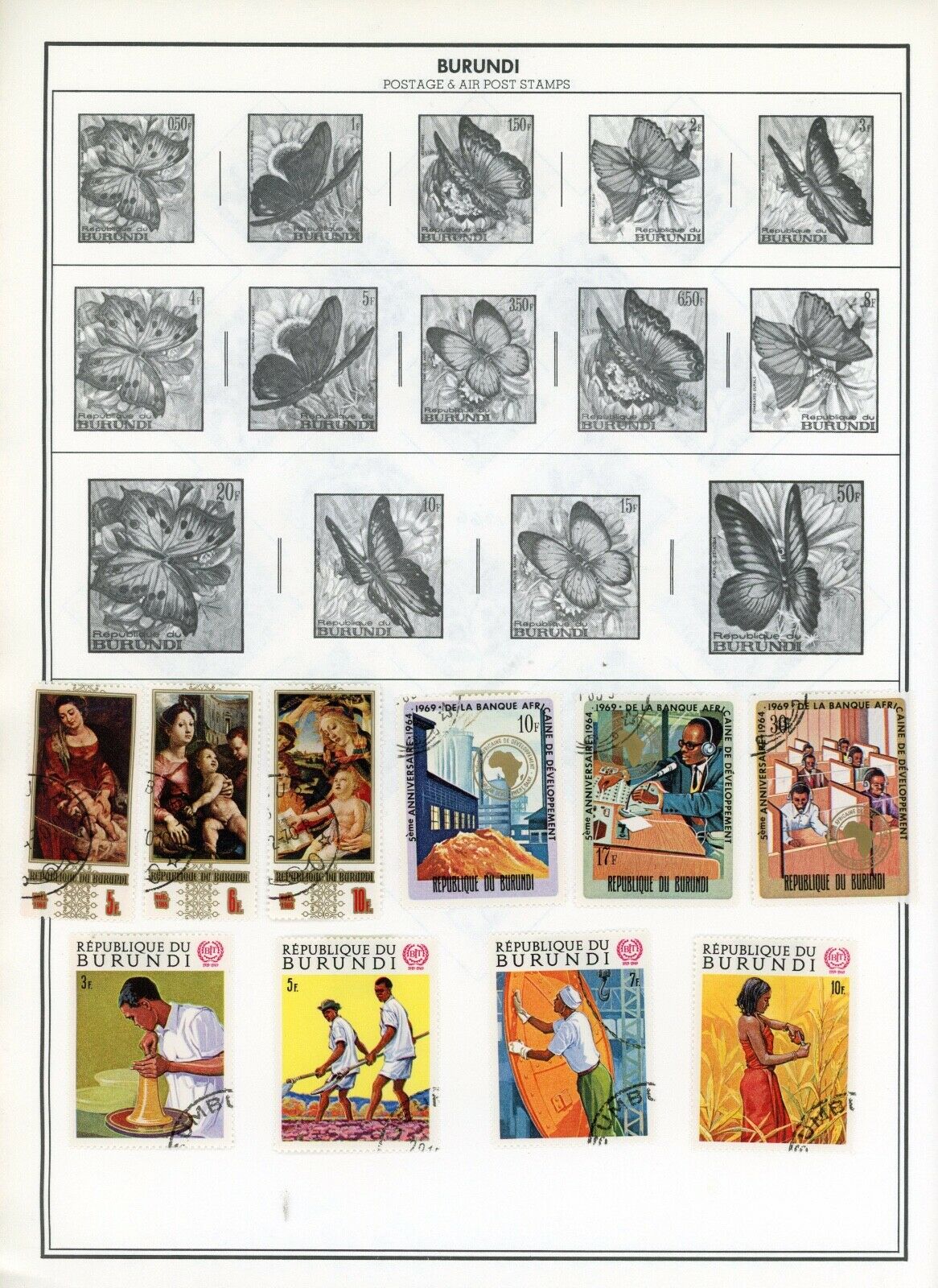 BURUNDI--Lot of 88 different stamps mounted on Pages - Fresh Stock Dated December 2025