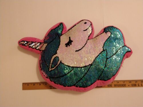 Unicorn For Girls Reversible Flip Sequin Designer Multicolor Plush Pillow - Fresh Stock Dated December 2025