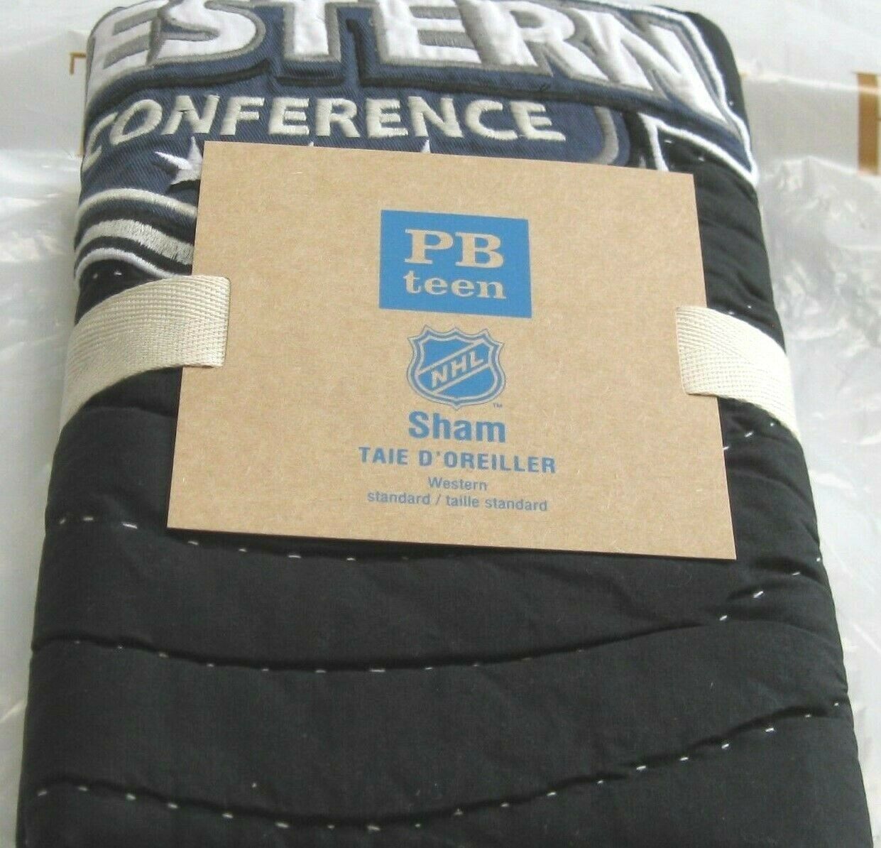 Pottery Barn NHL Hockey Quilted Sham Black Standard Pillow Western Conference - Fresh Stock Dated December 2025