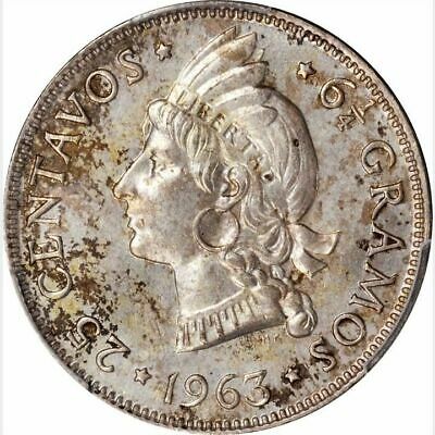 O005 1963 Dominican Republic 25 Centavos London Mint PCGS SP64 - Fresh Stock Dated December 2025