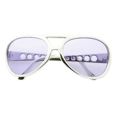 Purple 50's 60's Rock Star Sunglasses Elvis Style Aviator Glasses Mens Costume - Fresh Stock Dated February 2026
