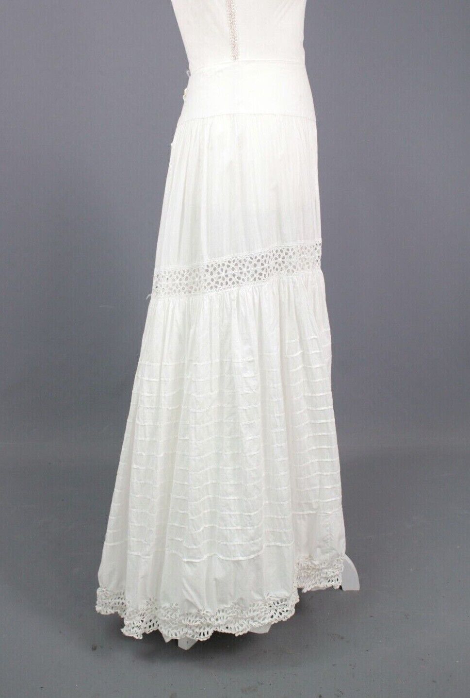 VTG Women's Antique Edwardian Early 1900s White Cotton Eyelet Skirt Sz XS/S - Fresh Stock Dated March 2026
