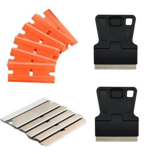 2 Black Mini Razor Scraper w/ 5 Carbon Steel, 5 Dual Edge Plastic Blades - Fresh Stock Dated February 2026