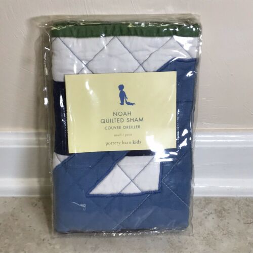 Pottery Barn Kids  NOAH  SMALL ACCENT/ CRIB QUILTED PILLOW SHAM NIP BLUE/WHITE - Fresh Stock Dated December 2025