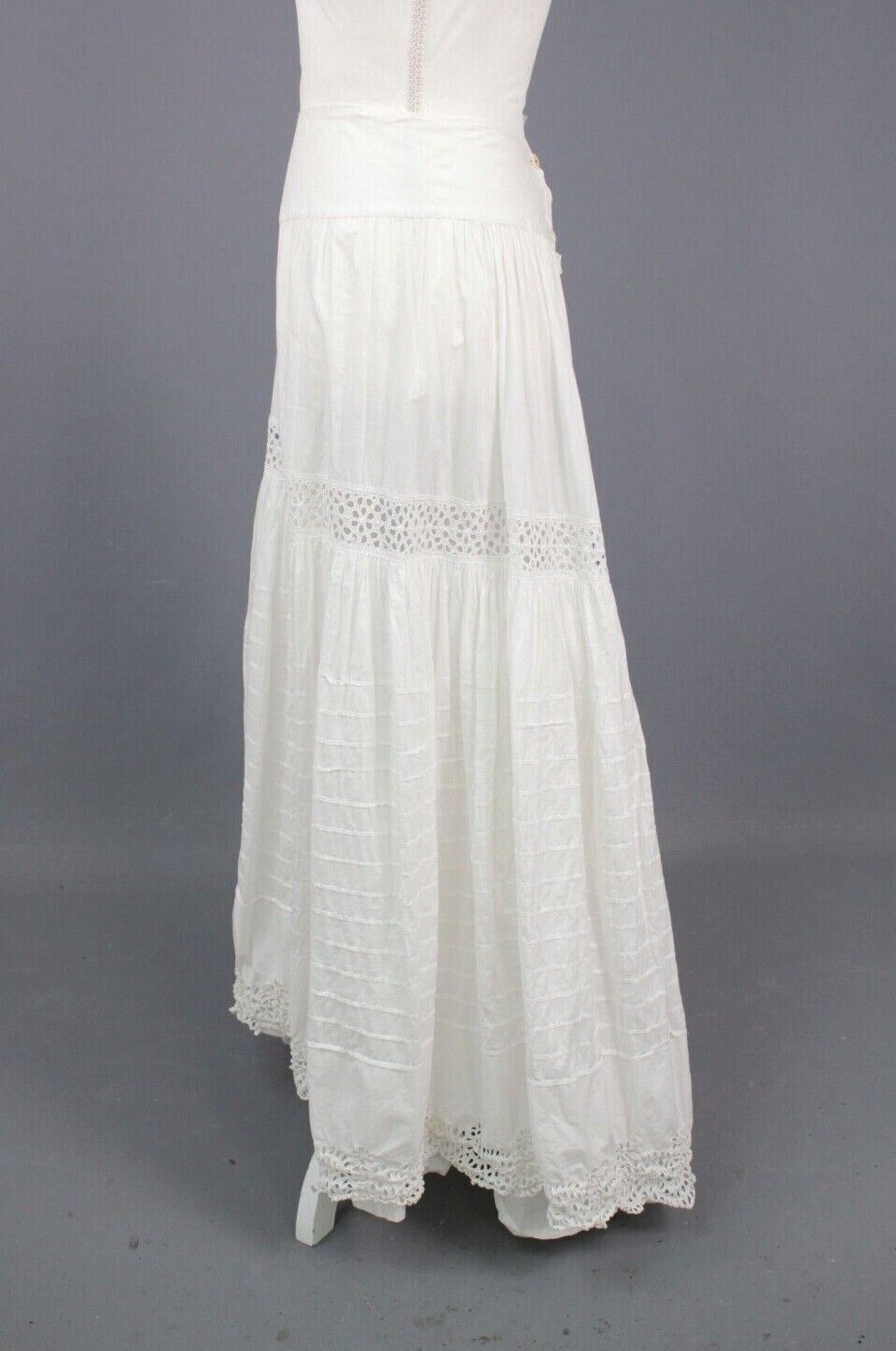 VTG Women's Antique Edwardian Early 1900s White Cotton Eyelet Skirt Sz XS/S - Fresh Stock Dated March 2026