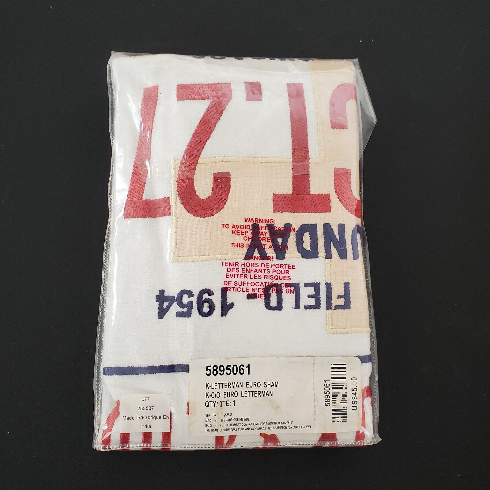 New Pottery Barn Bombay Kids Euro Pillow Sham Embroidered Baseball Chicago - Fresh Stock Dated February 2026