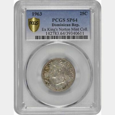 O005 1963 Dominican Republic 25 Centavos London Mint PCGS SP64 - Fresh Stock Dated December 2025
