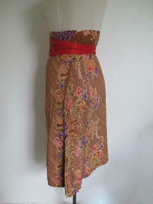 Vintage 70s Kenzo Jap Wrap Skirt S 38 France Pleated Cotton Kimono Print Floral - Fresh Stock Dated February 2026