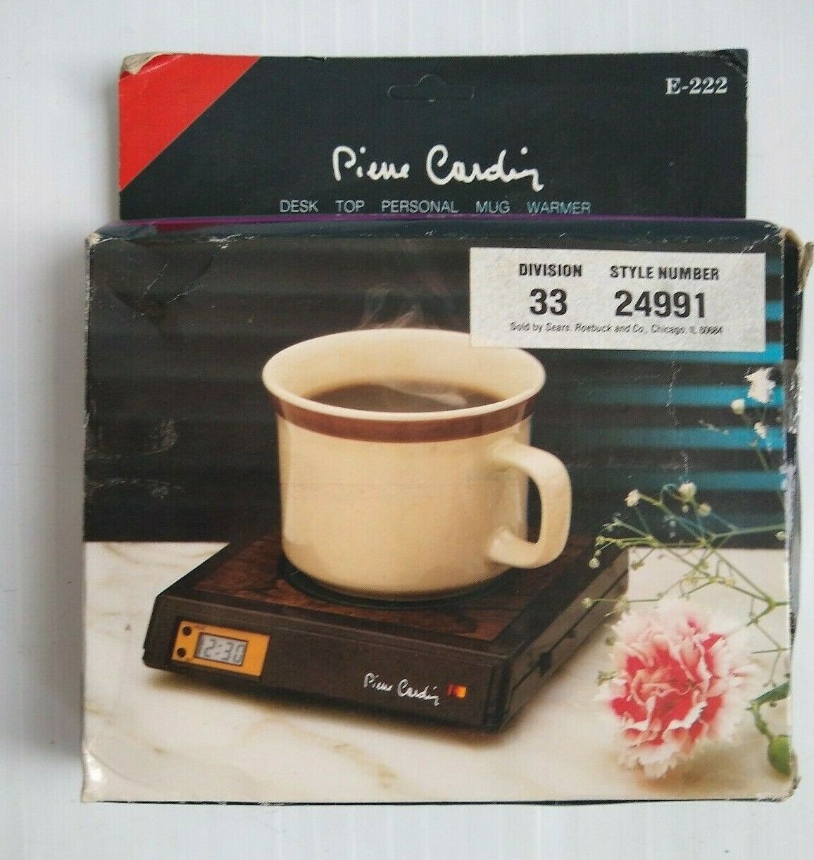 PIERRE CARDIN VINTAGE DESK TOP PERSONAL MUG WARMER WITH CLOCK - Fresh Stock Dated February 2026