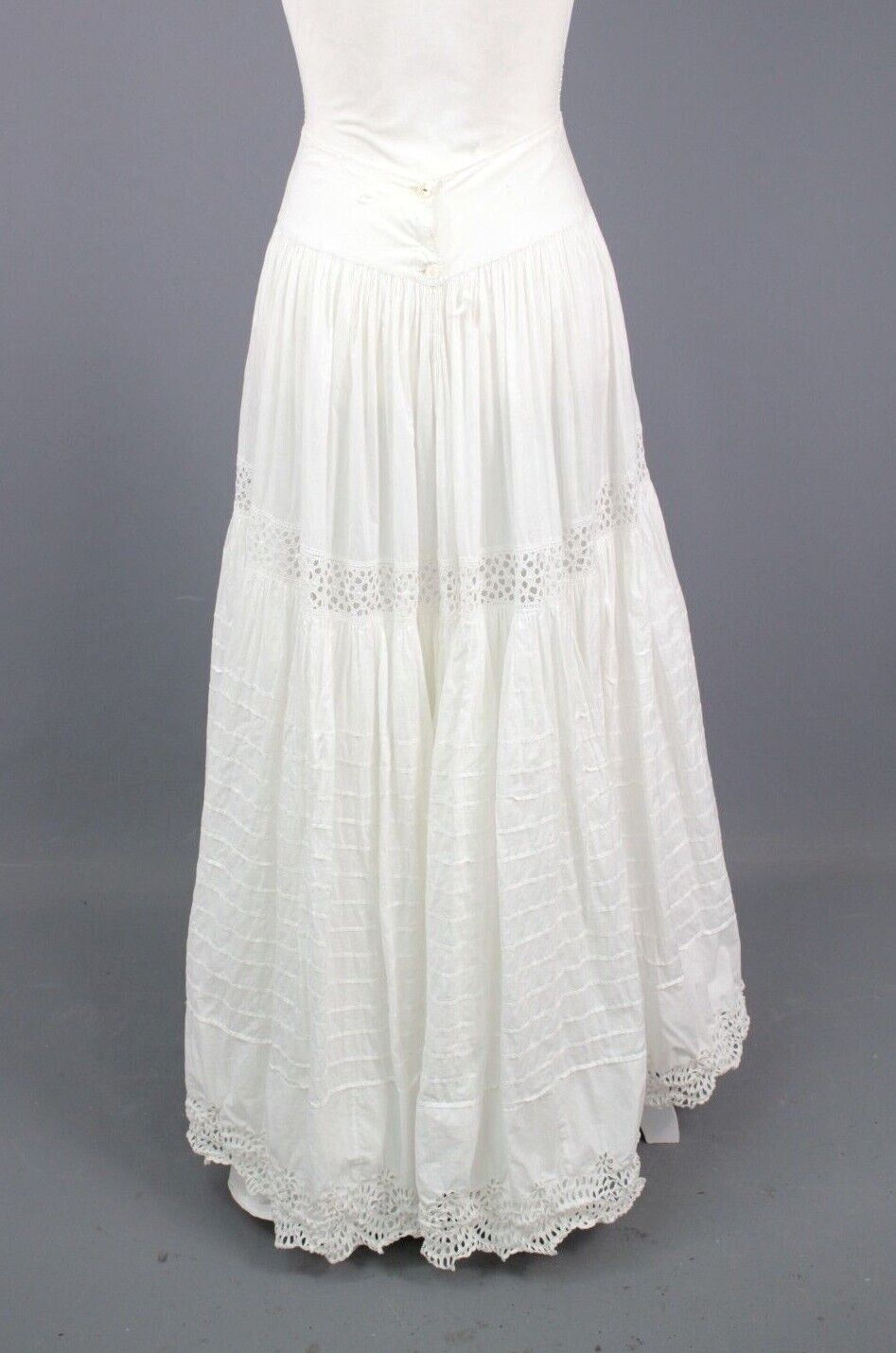 VTG Women's Antique Edwardian Early 1900s White Cotton Eyelet Skirt Sz XS/S - Fresh Stock Dated March 2026