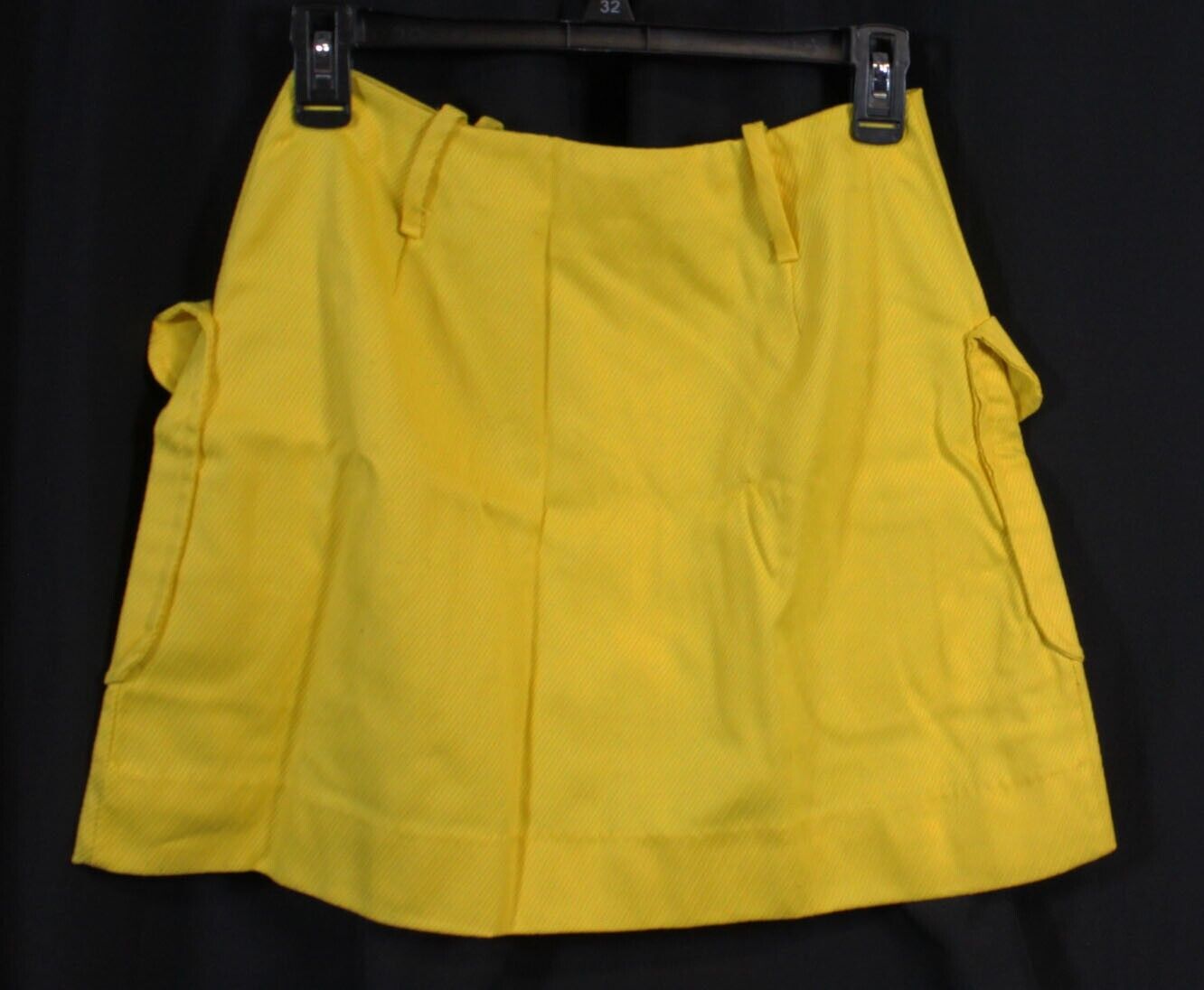 Vtg Beeline Fashions Skirt Retro Mod Mini Bright Yellow Button Up Pockets 12 MCM - Fresh Stock Dated March 2026