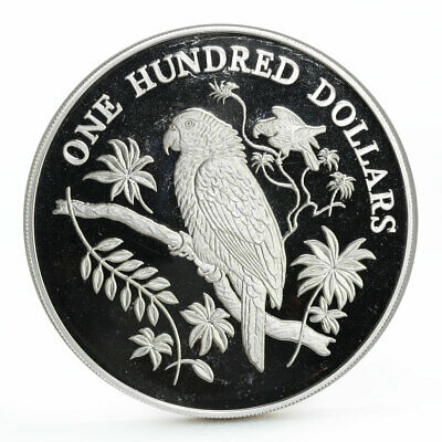 Dominican Republic 100 dollars Local Fauna series Parrots proof silver coin 1988 - Fresh Stock Dated February 2026