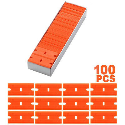 100pcs Plastic Razor Blades +2pc Razor Scraper Double Edged Sticker Removal Tool - Fresh Stock Dated December 2025