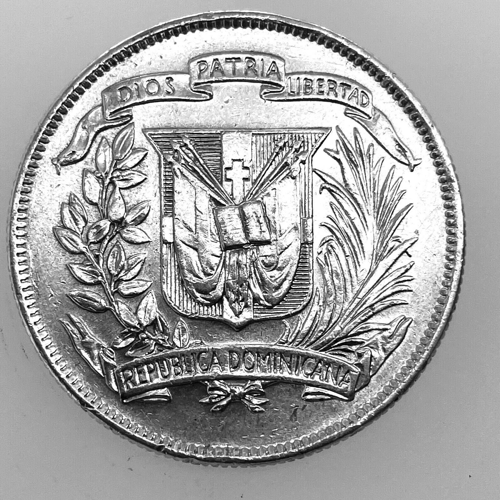 1961 Dominican Republic MEDIO - 1/2 Peso- UNC.- 0.900 Silver Coin KM #21 C#2 - Fresh Stock Dated February 2026