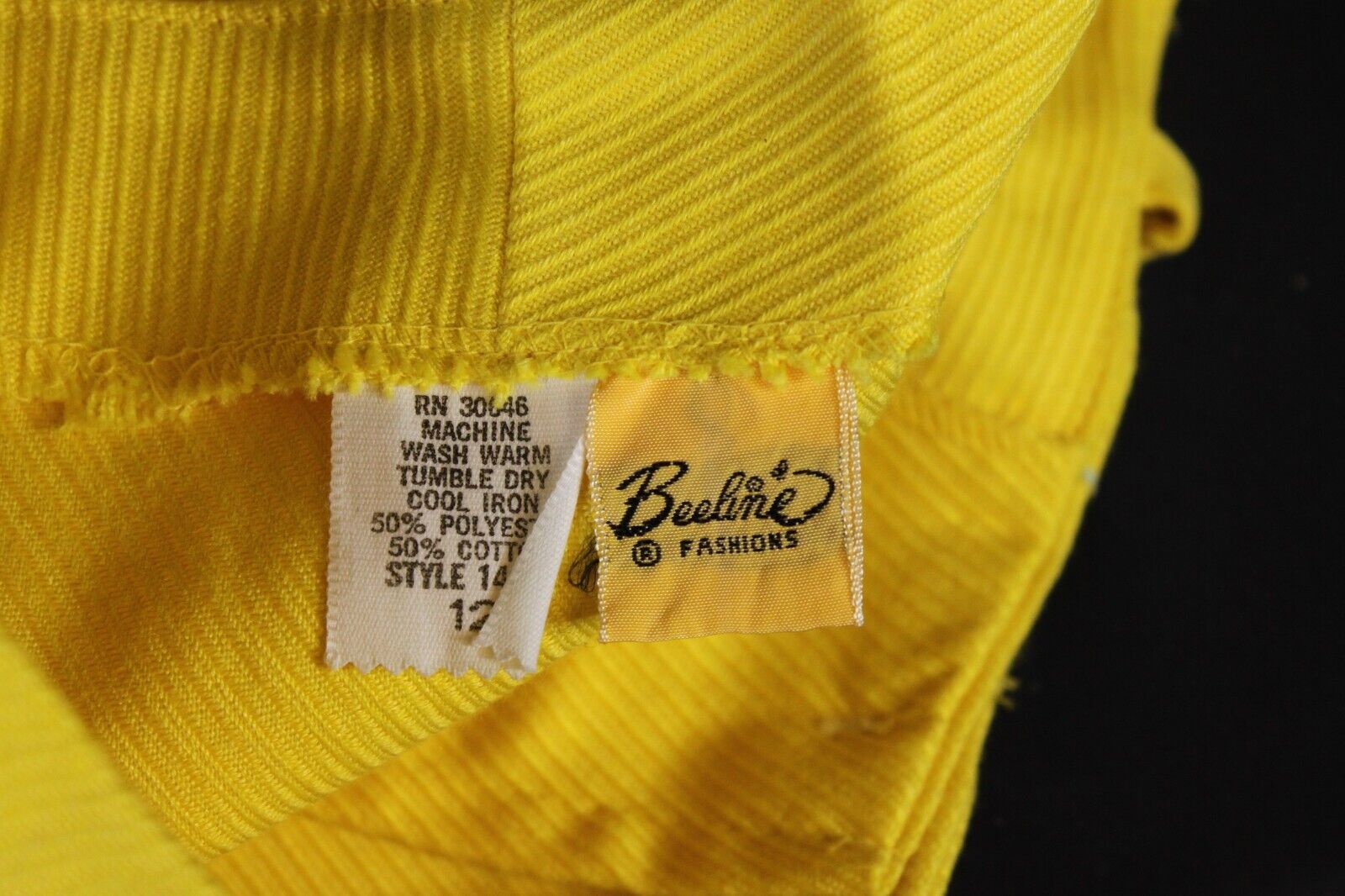 Vtg Beeline Fashions Skirt Retro Mod Mini Bright Yellow Button Up Pockets 12 MCM - Fresh Stock Dated March 2026