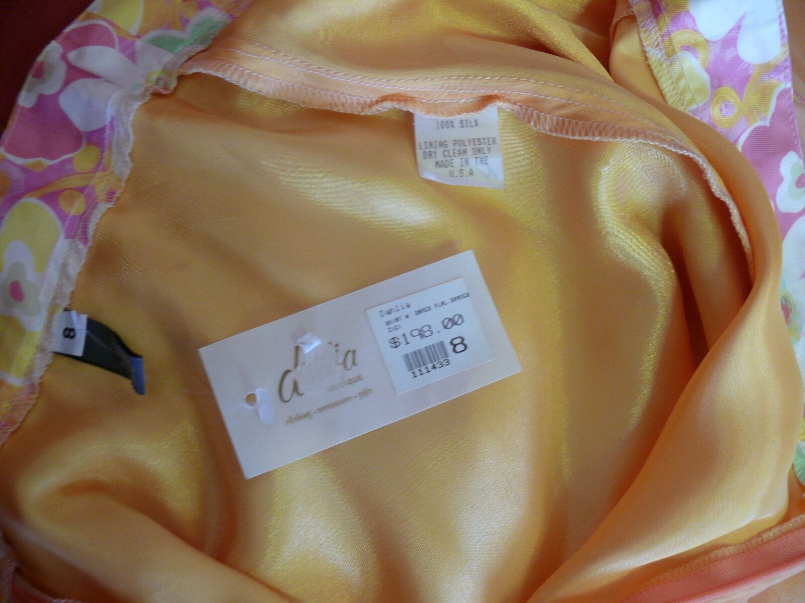 1980`s Dahlia Peach  Silk Chiffon Skirt Never Worn Orig. Tag 8 - Fresh Stock Dated February 2026