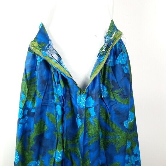 Vintage 70s Homemade Floral Maxi Skirt Metal Zip Color Blue/Green, Size M - Fresh Stock Dated February 2026