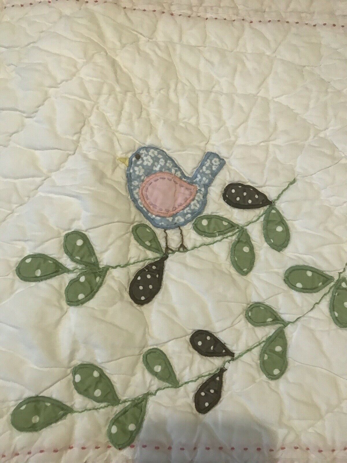 Pottery Barn Kids Hayley STD PillowSham Quilted Polka Dot Floral Bird Butterfly - Fresh Stock Dated February 2026