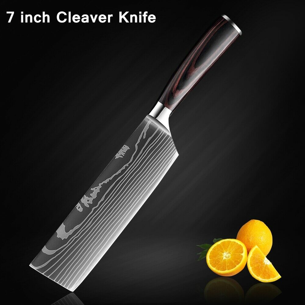 5 Piece Kitchen Knives Set Japanese Damascus Pattern Stainless Steel Chef Knife - Fresh Stock Dated December 2025