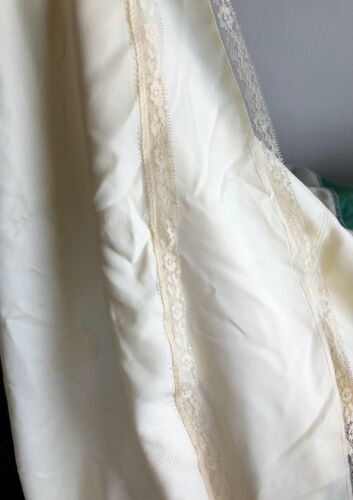 VTG 70s JEANNE BOUCHEVER GREEN VELVETEEN CREAM LACE MAXI SKIRT HOLIDAY HIPPIE - Fresh Stock Dated February 2026