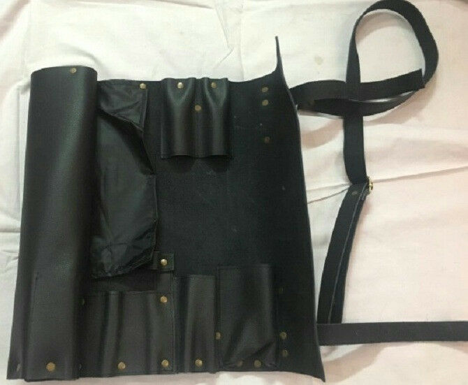 BLACK Chefs Knife Roll Bag,8 Pockets Pure Leather, Knife Carry Case Wallet - Fresh Stock Dated December 2025