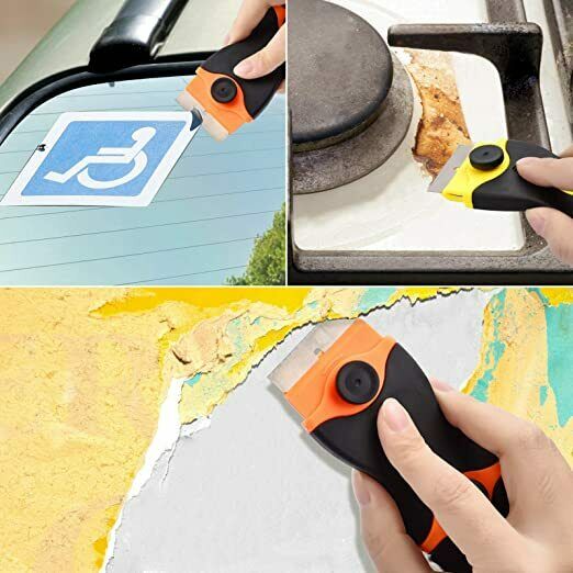 2PCS Razor Blade Scraper Tool with 6PCS Plastic Blades and 6PCS Metal Blades - Fresh Stock Dated February 2026