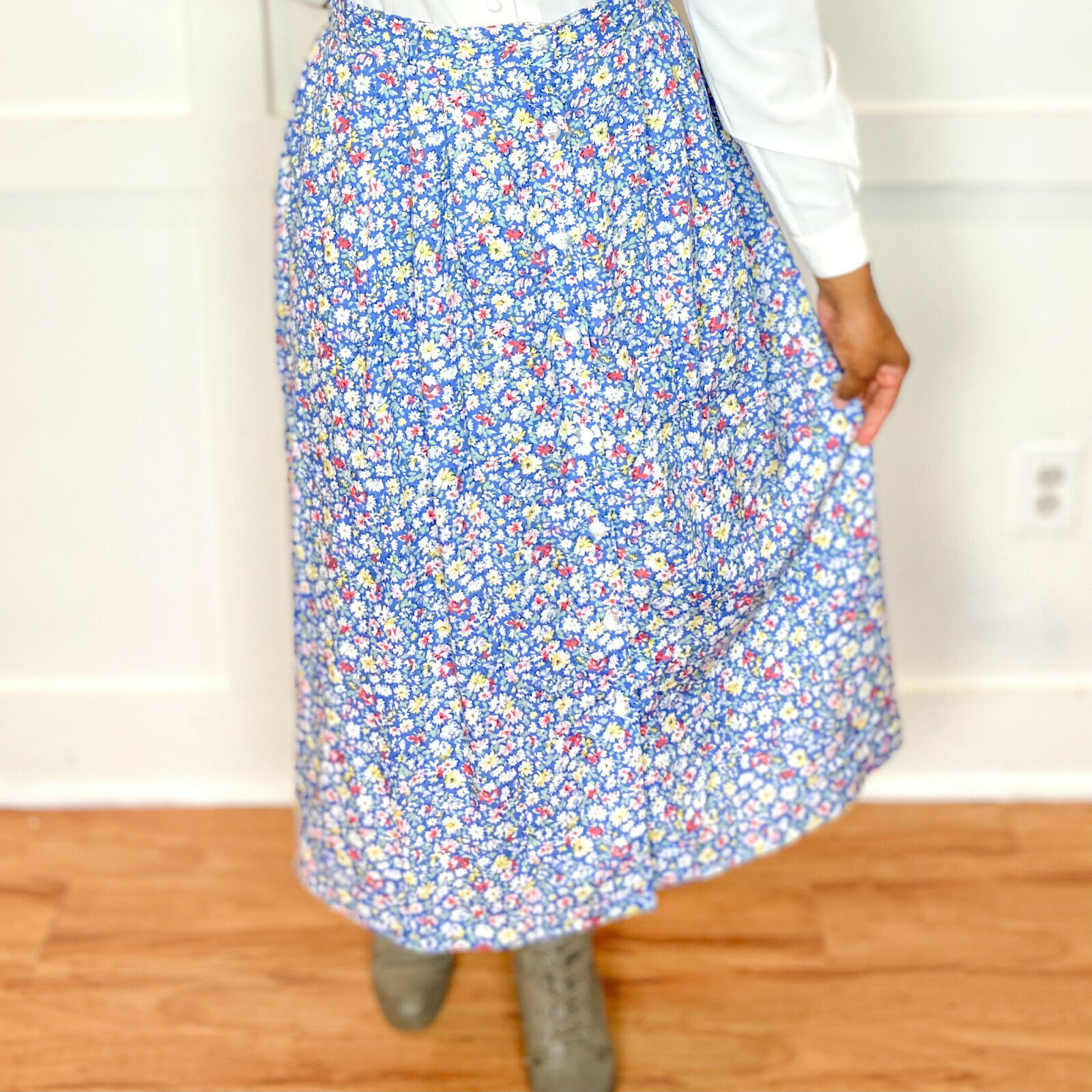 Vintage Cottagecore Floral Orvis Cotton A-Line Maxi Skirt Size 14/large - Fresh Stock Dated February 2026